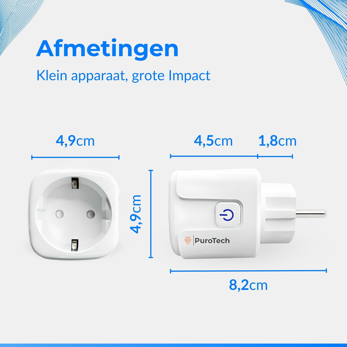 PuroTech Slimme Stekker - Tijdschakelaar & Energiemeter - Smart Plug - Geschikt Voor Alexa / Google Home - Verbruiksmeter - Energiekosten