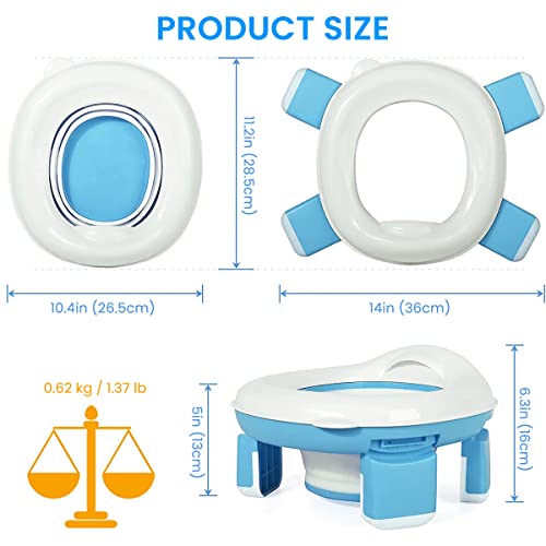 SNOWIE SOFT® Potty Seat for Kids 3-5 years, Portable Potty Seat for Kids Travel Baby Toilet Seat for Kids, Potty Training Seat Baby Potty Seat for 0 to 5 Years with Storage Bag & 20Pcs Trash Bag, Grey