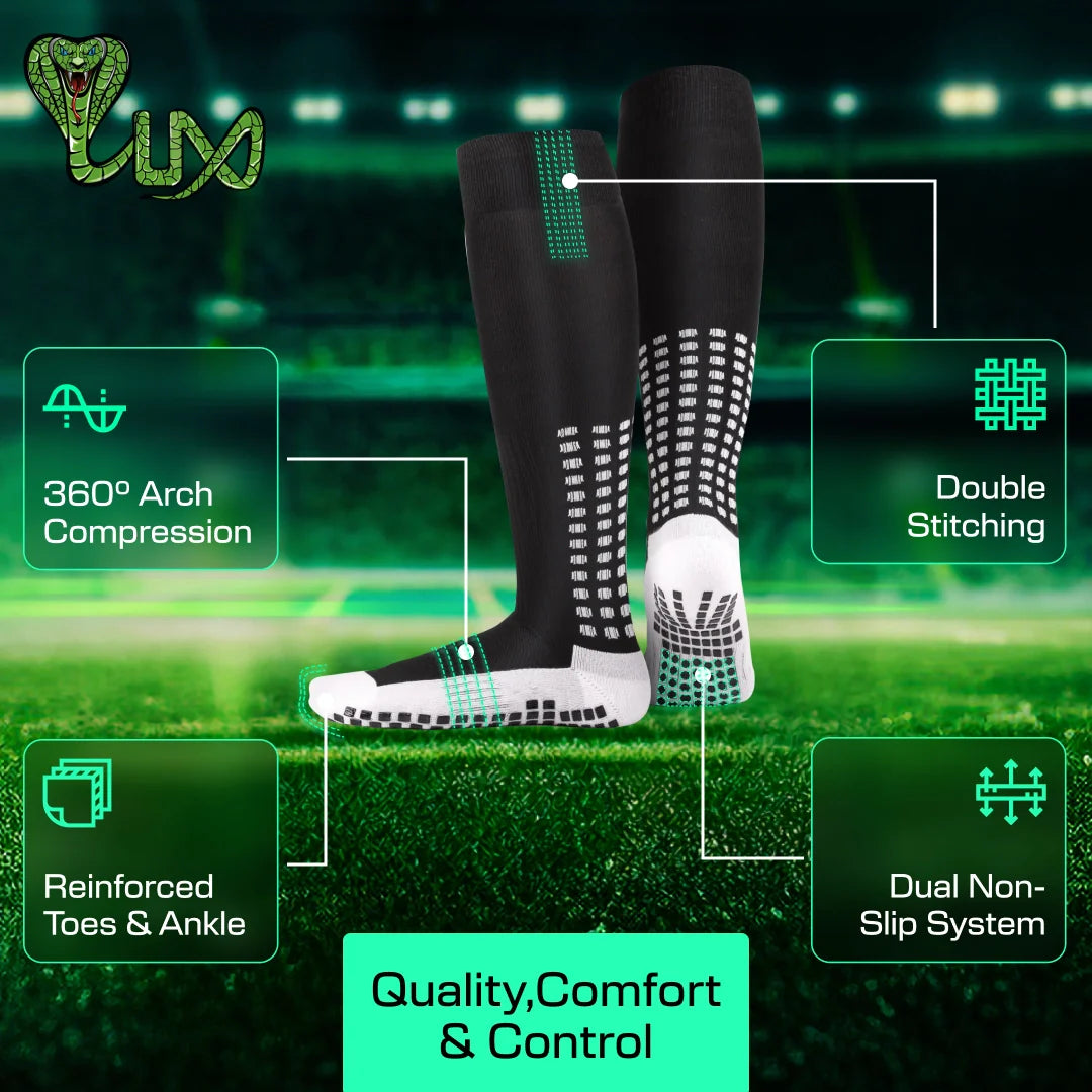 Anti Slip Soccer Socks (Knee) - Black