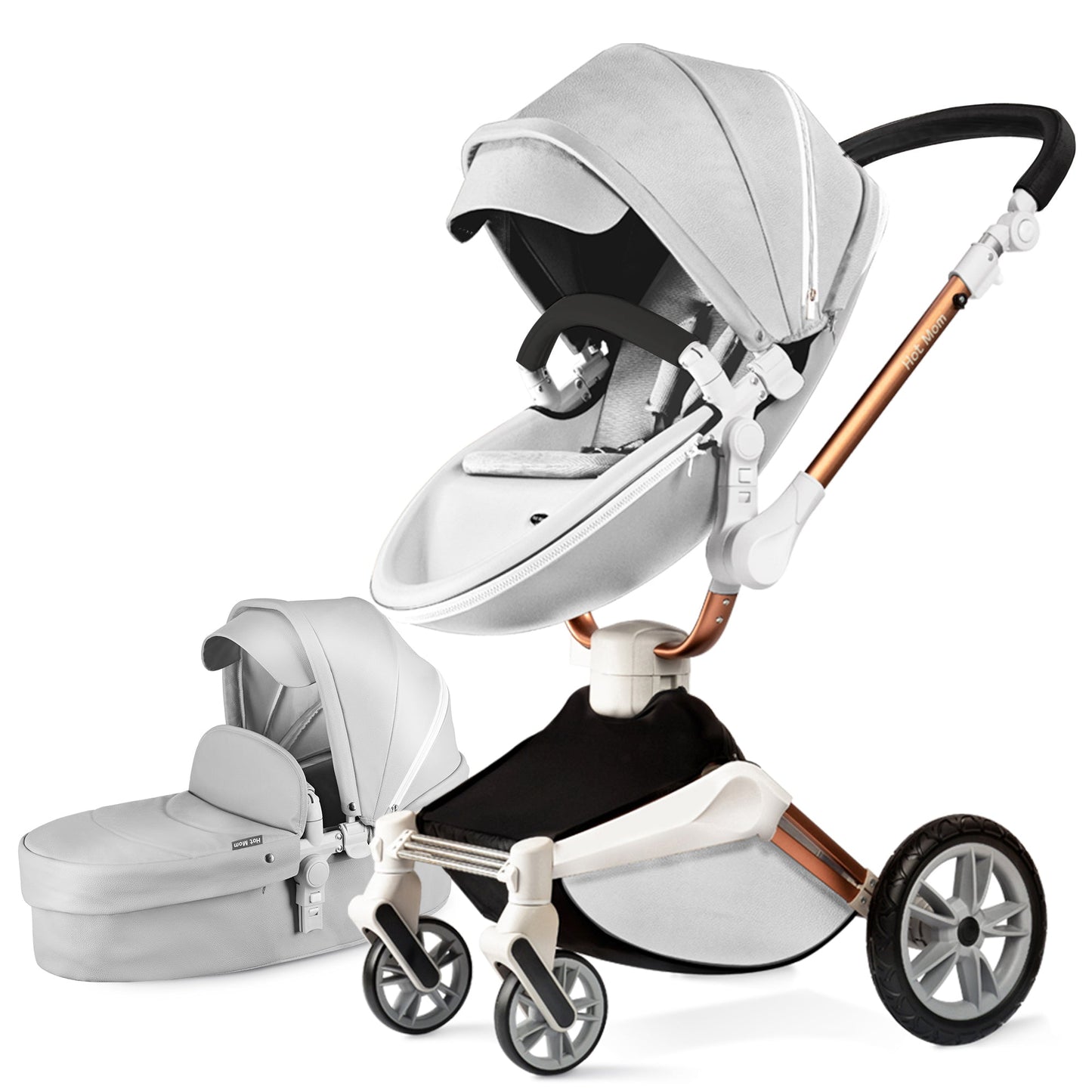 Hot Mom 360°drehbare Kinderwagen F023, Kombikinderwagen mit Reversibele PU-Leder Aufsätze 2-1 oder 3-1 package verfügbar, versand in 3 Werktage innerhalb Deutschland