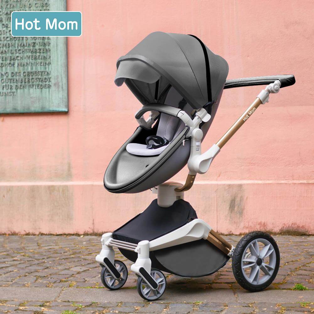 Hot Mom 360°drehbare Kinderwagen F023, Kombikinderwagen mit Reversibele PU-Leder Aufsätze 2-1 oder 3-1 package verfügbar, versand in 3 Werktage innerhalb Deutschland