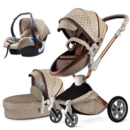 Hot Mom 360°drehbare Kinderwagen F023, Kombikinderwagen mit Reversibele PU-Leder Aufsätze 2-1 oder 3-1 package verfügbar, versand in 3 Werktage innerhalb Deutschland