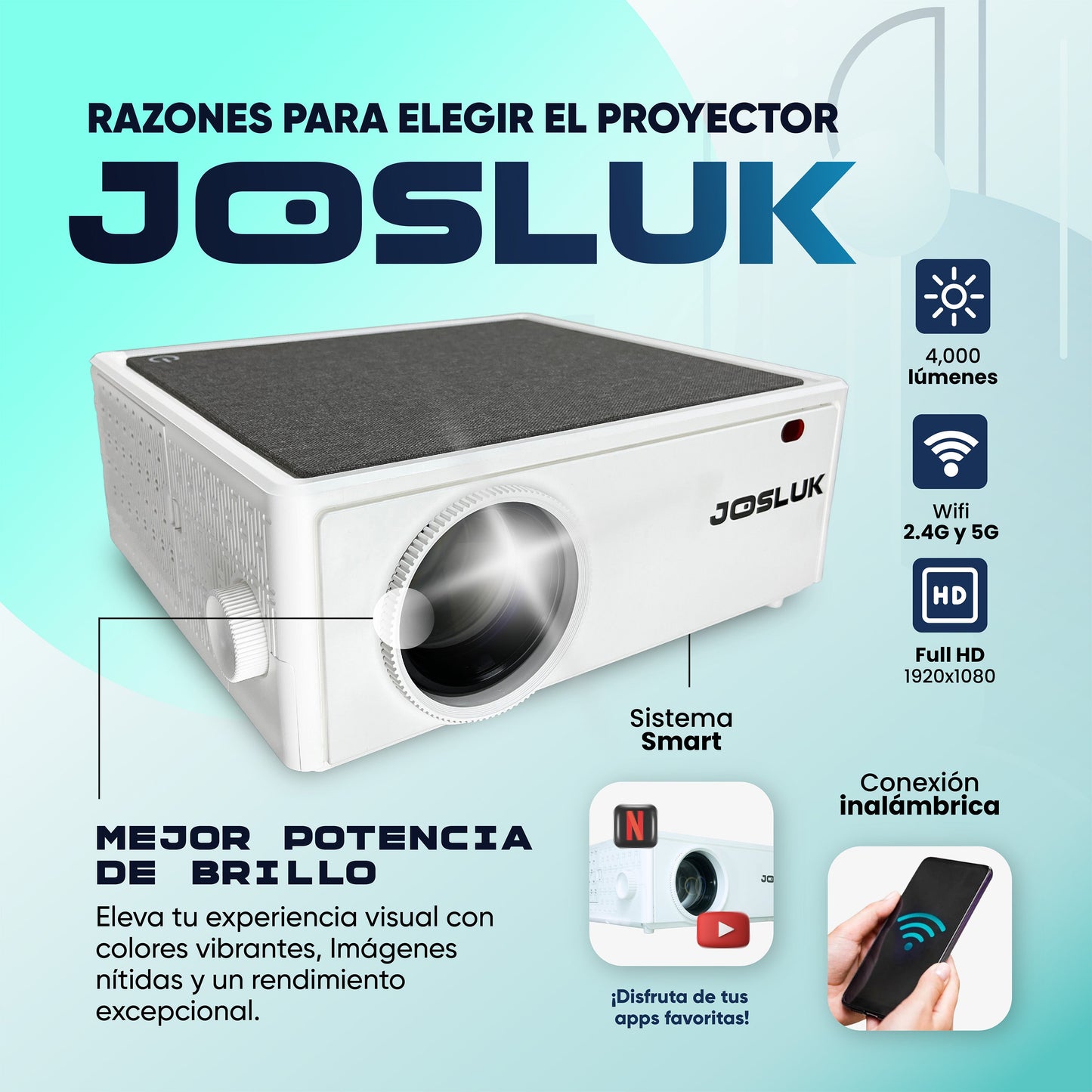 Proyector Smart Josluk SX60 + Miniteclado Gratis