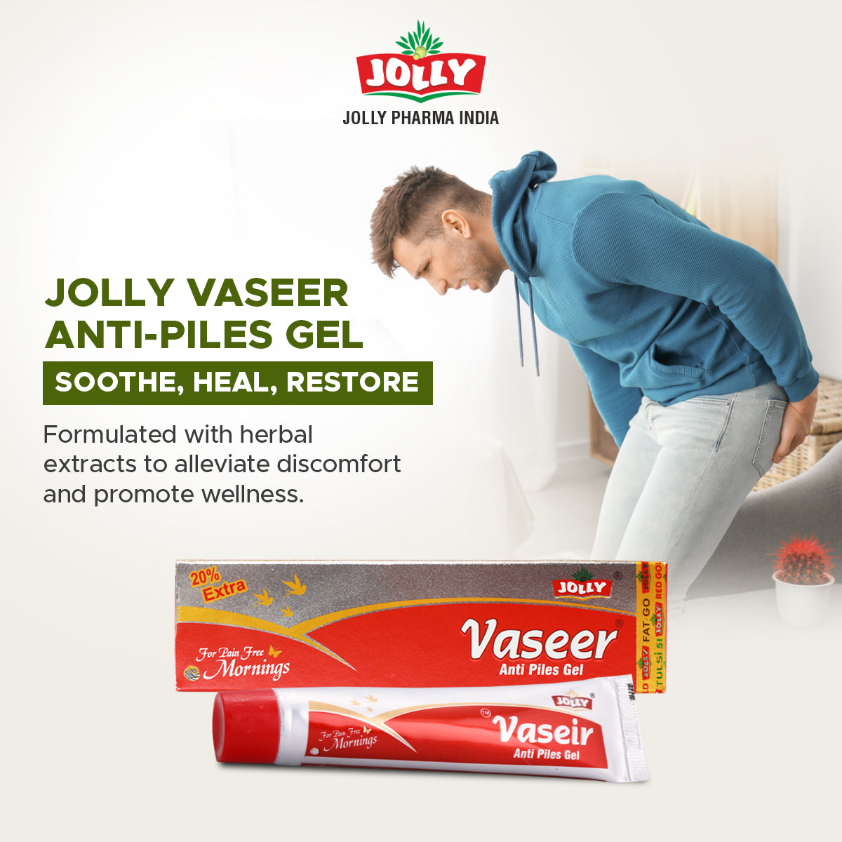 JOLLY VASEER ANTI PILES GEL - 30GM - BUY FOUR AND GET ONE FREE!