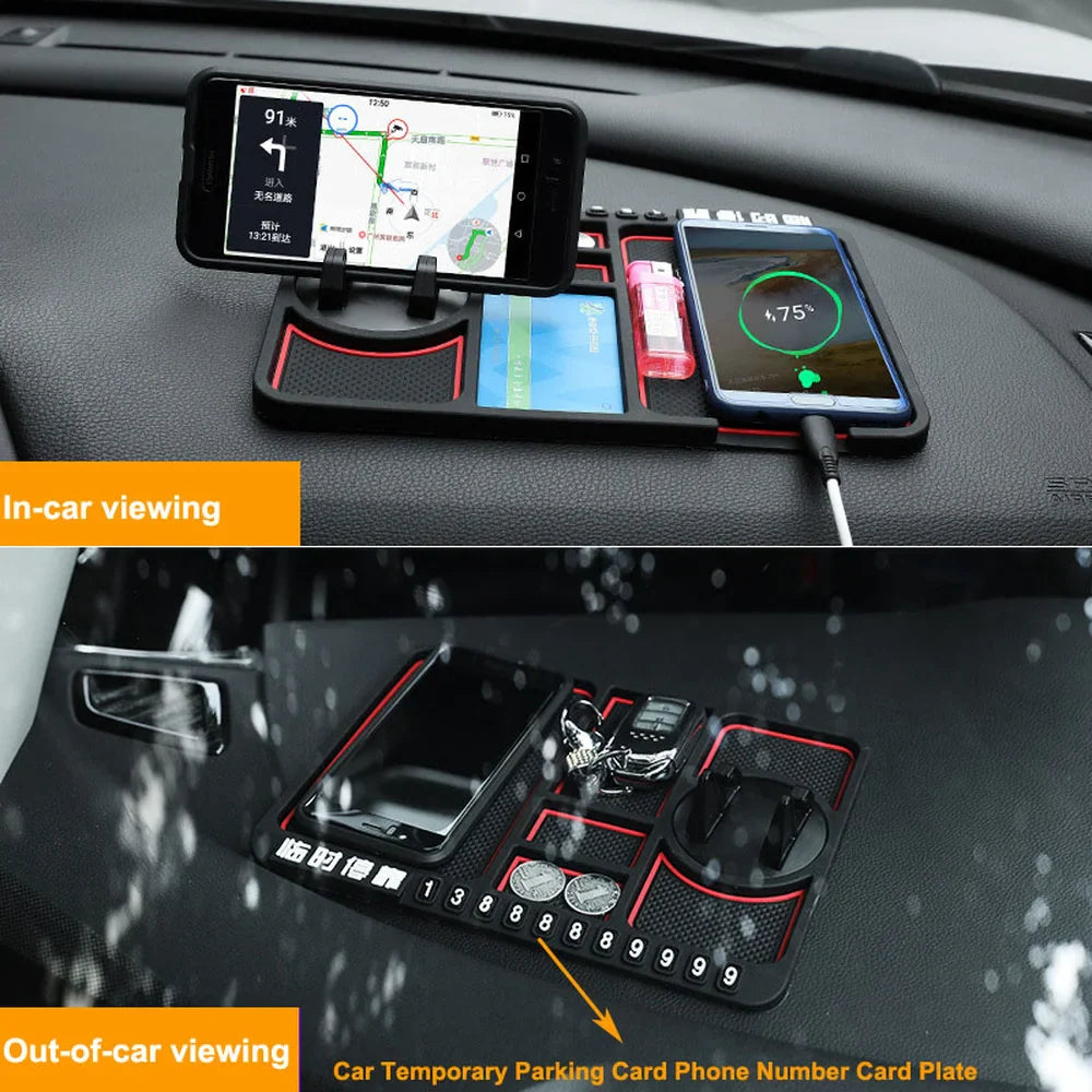 Silicone Car Anti-Slip Mat with Phone Holder and Gadget Organizer