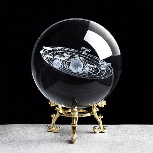 Solar System Miniatures Figurines 3D Planets Model Sphere Feng Shui Crystal Ball Desk Decoration Home Decor Gift for Holiday